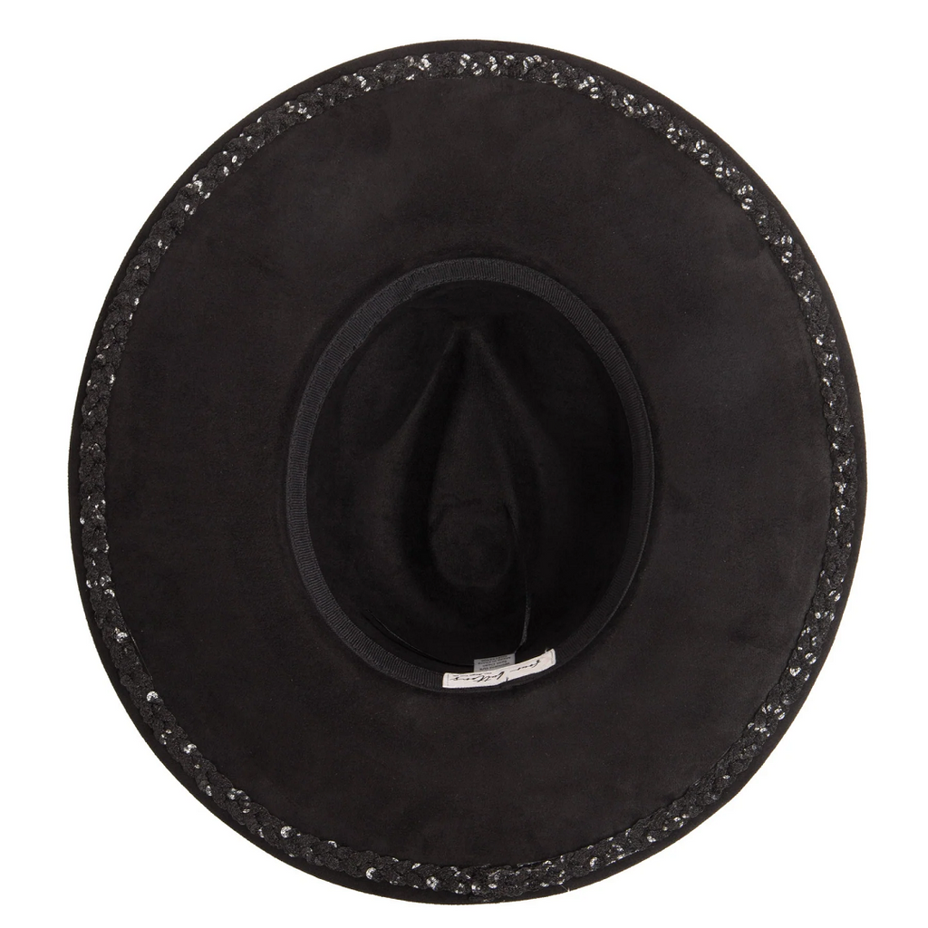 San Diego Hat Company Faux Suede Fedora with Tonal Braided Sequin Band