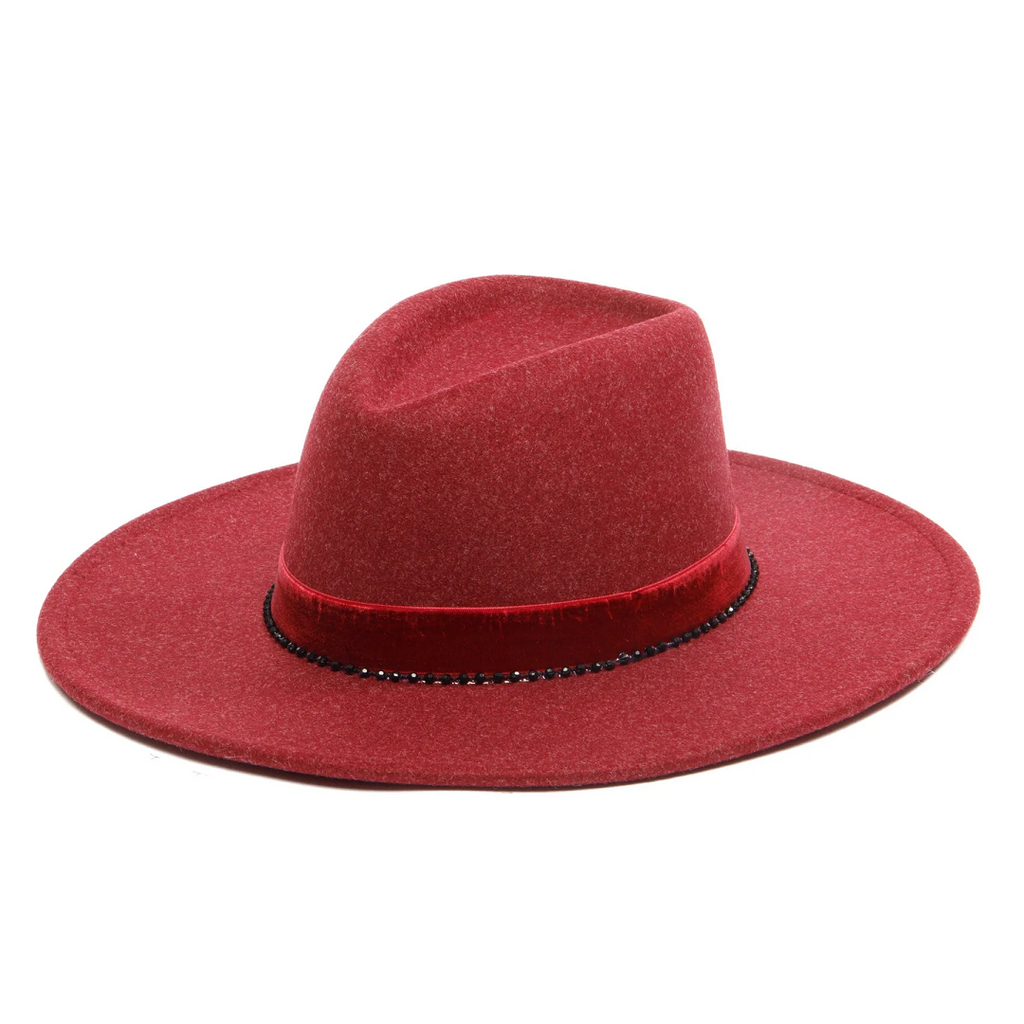 Heathered Tear Drop Fedora in Wine