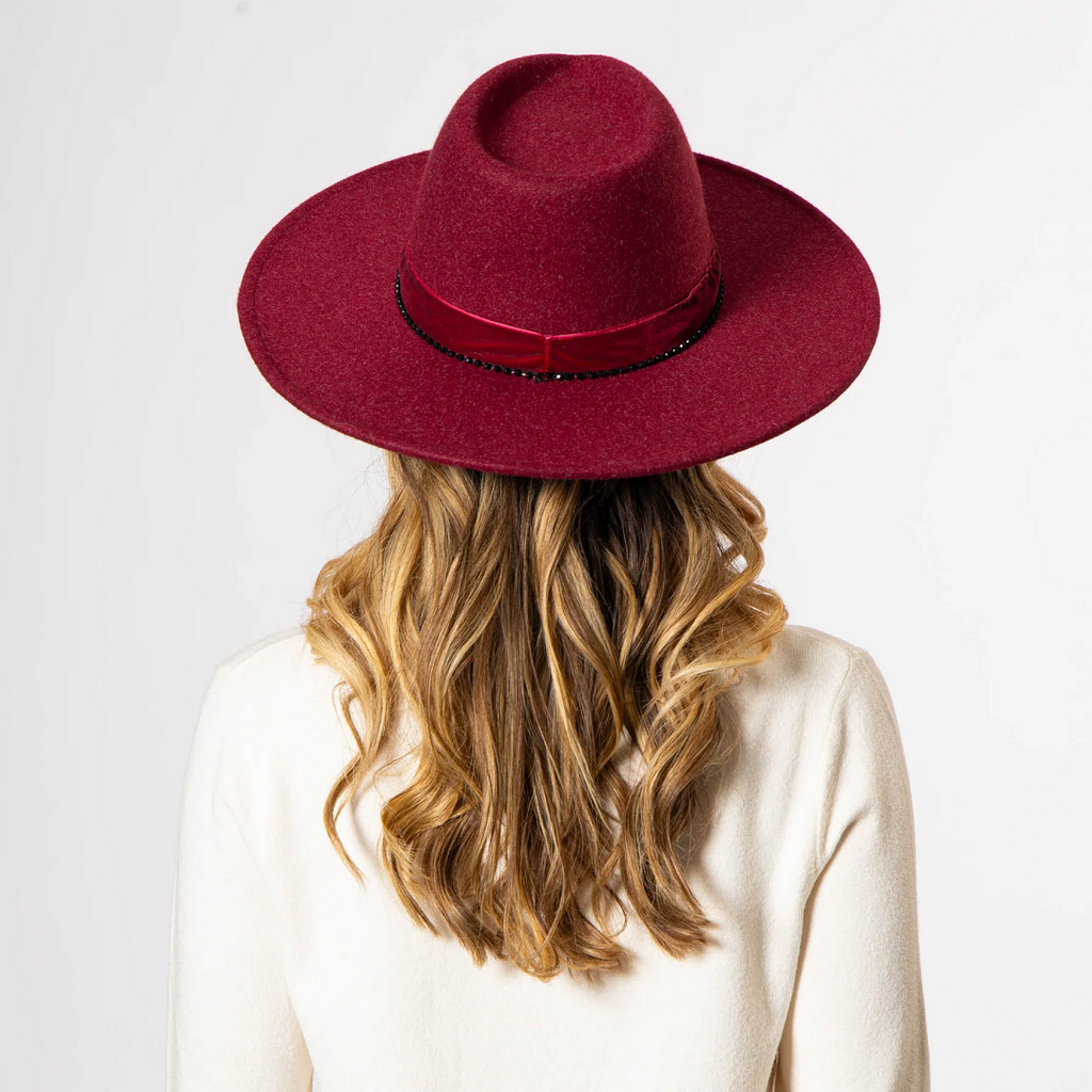 Heathered Tear Drop Fedora in Wine