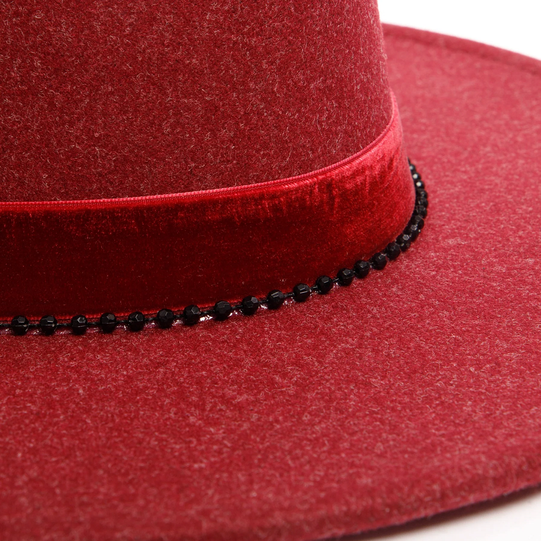 Heathered Tear Drop Fedora in Wine
