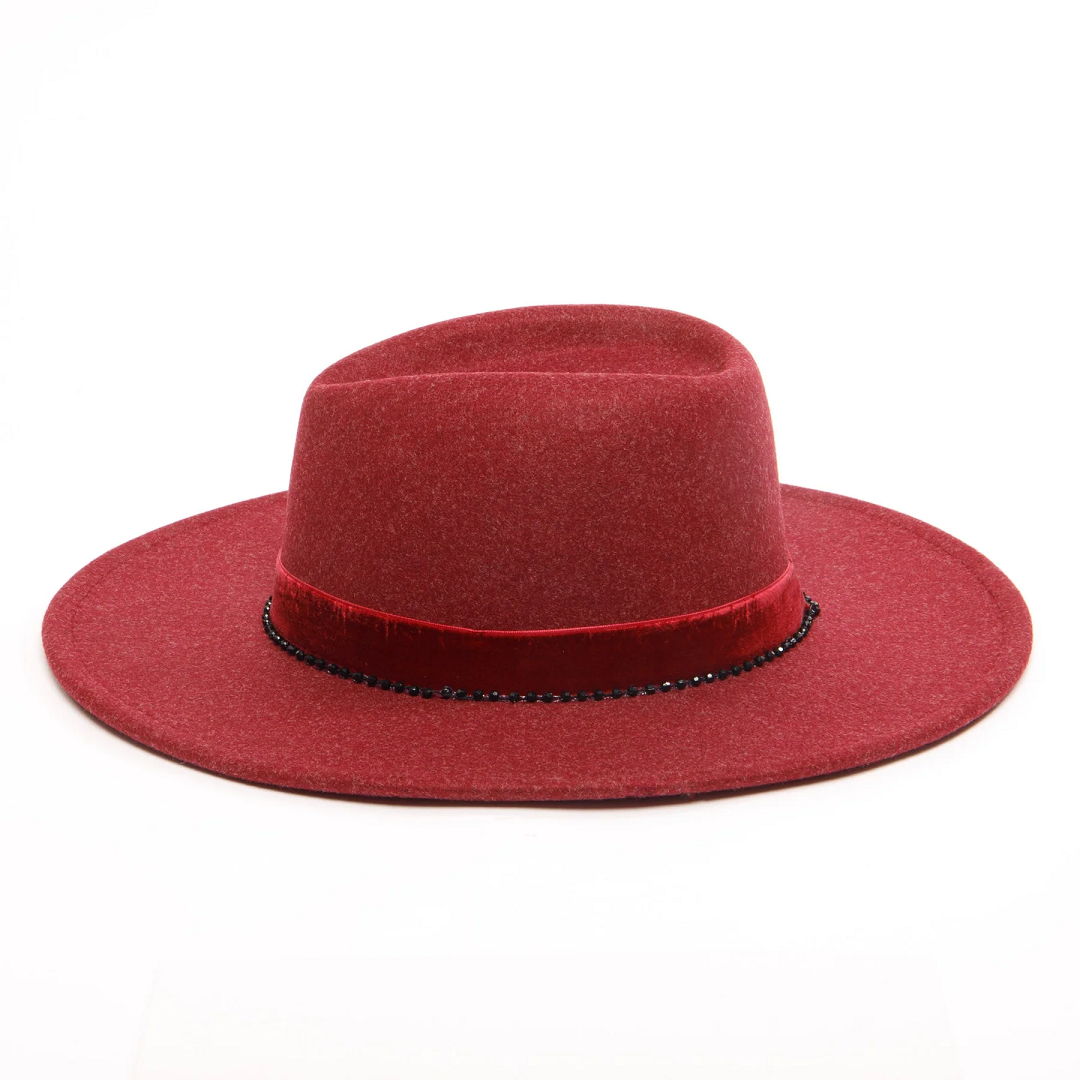 Heathered Tear Drop Fedora in Wine