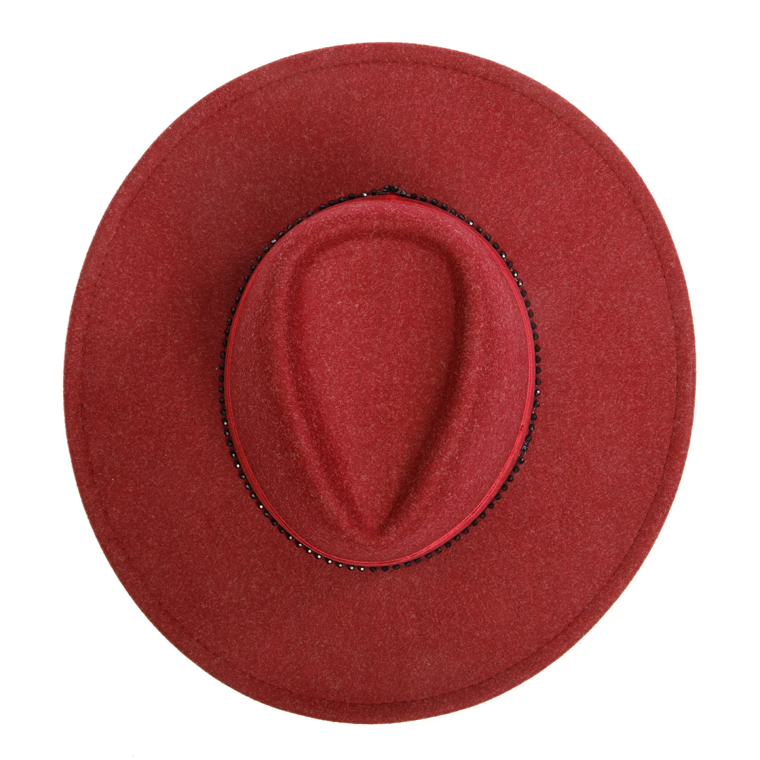 Heathered Tear Drop Fedora in Wine