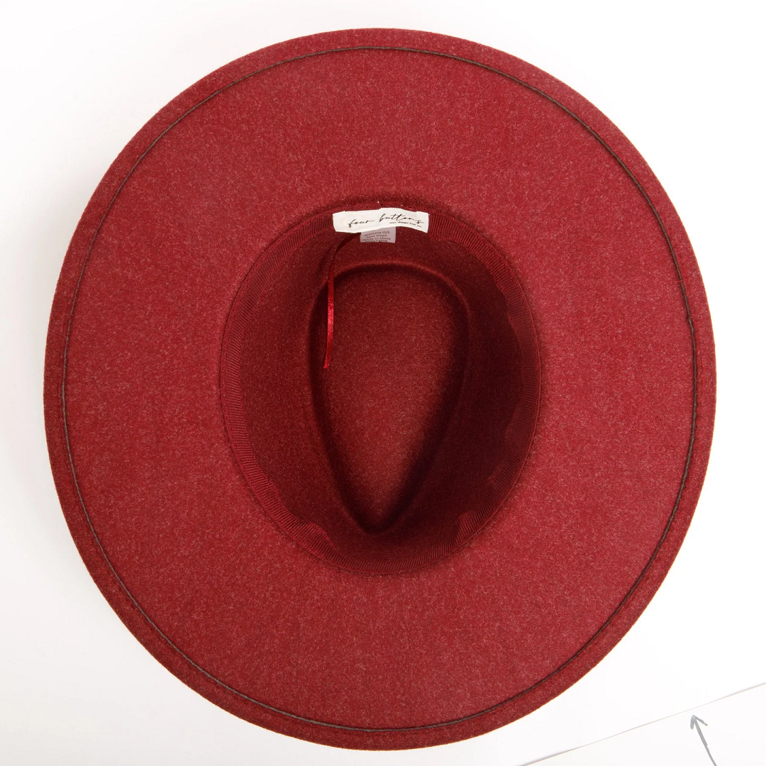 Heathered Tear Drop Fedora in Wine
