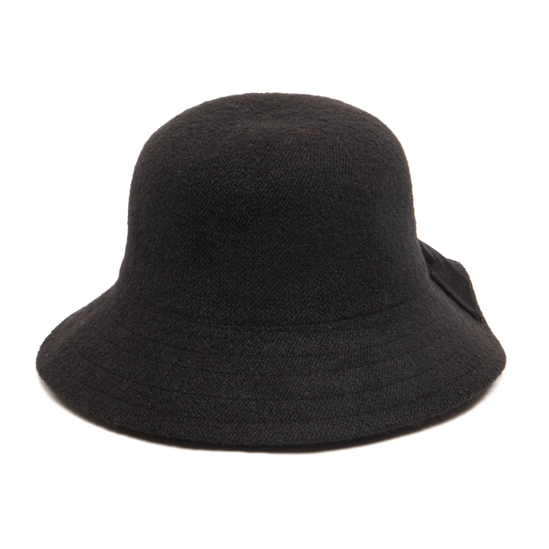 San Diego Hat Company Jean Ann Bucket Hat with Velvet Bow in Black