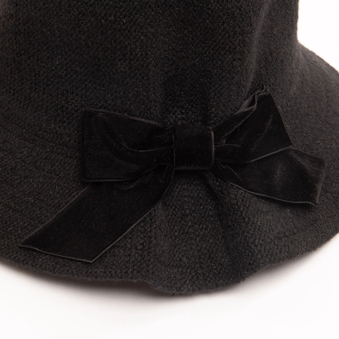 San Diego Hat Company Jean Ann Bucket Hat with Velvet Bow in Black