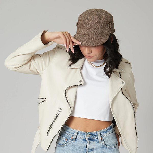 Speckled Tweed Cap in Brown