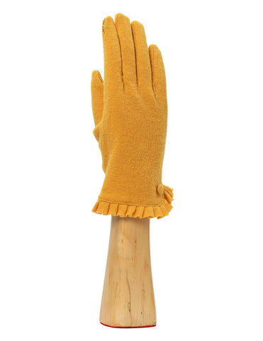 Knit Wool Cashmere Gloves Ruffles Yellow