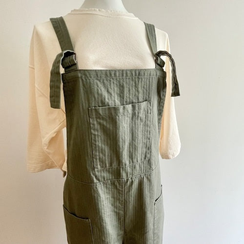 Sarahwear Cotton Herringbone Overalls Khaki