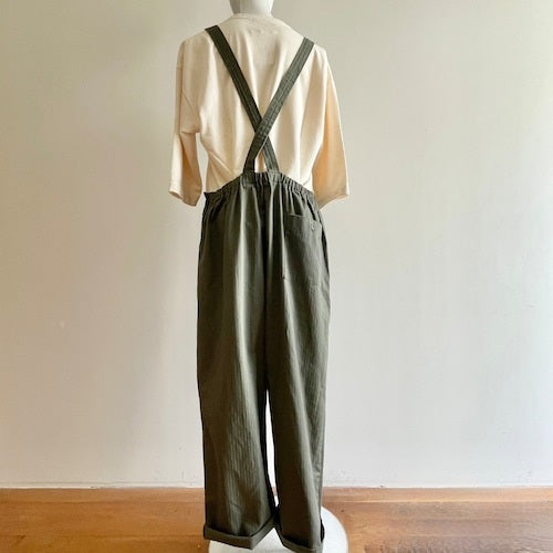 Sarahwear Cotton Herringbone Overalls Khaki