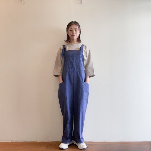 Sarahwear Cotton Herringbone Overalls Blue