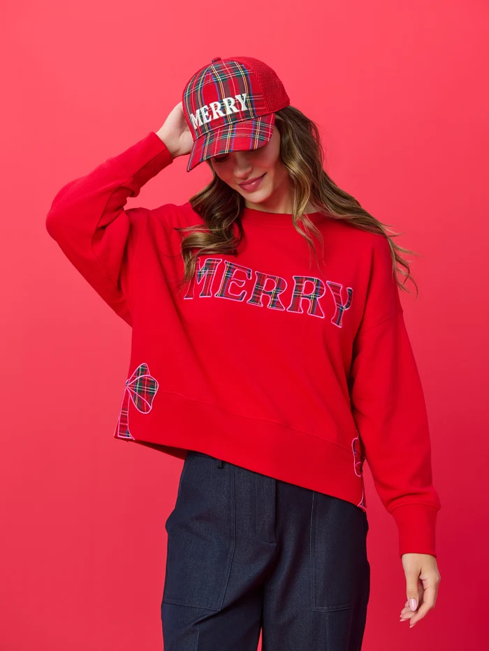 Plaid Merry Relaxed Sweatshirt