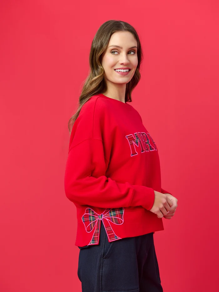 Plaid Merry Relaxed Sweatshirt