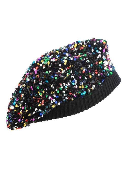 Sequined Fiesta Beret from Shiraleah in Black