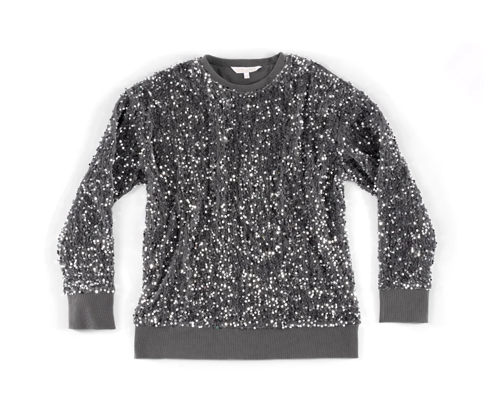 Fiesta Sequined Sweatshirt in Silver