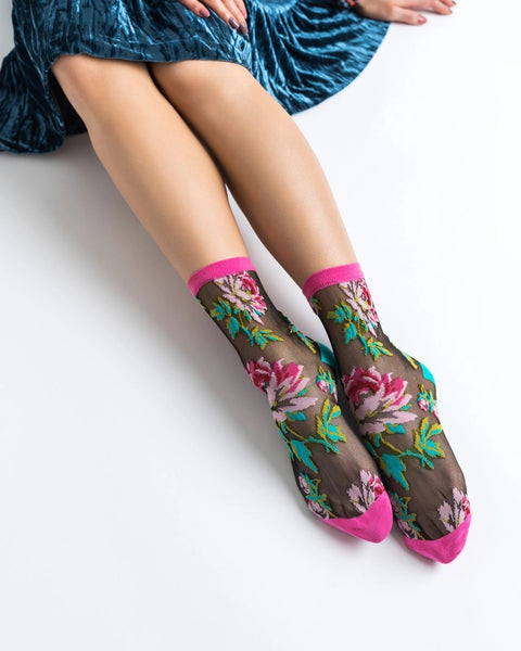 Sock Candy English Rose Sheer Ankle Sock