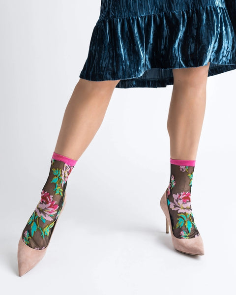 Sock Candy English Rose Sheer Ankle Socks