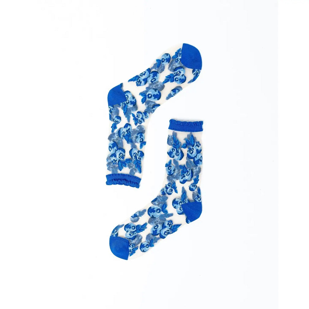 Sock Candy Blueberry Ruffle Sheer Crew Sock