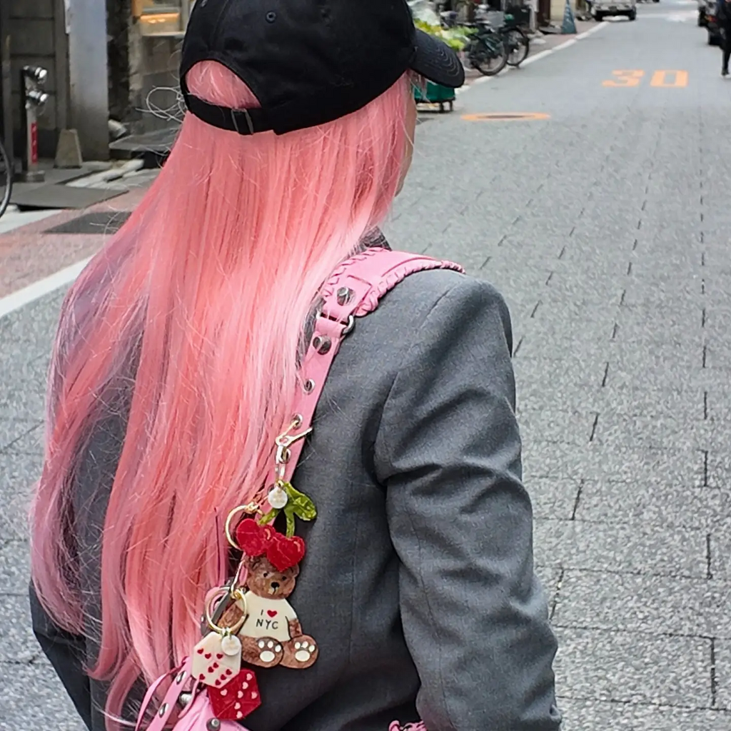 Hand Painted Cherry Hearts Bag Charm & Keychain