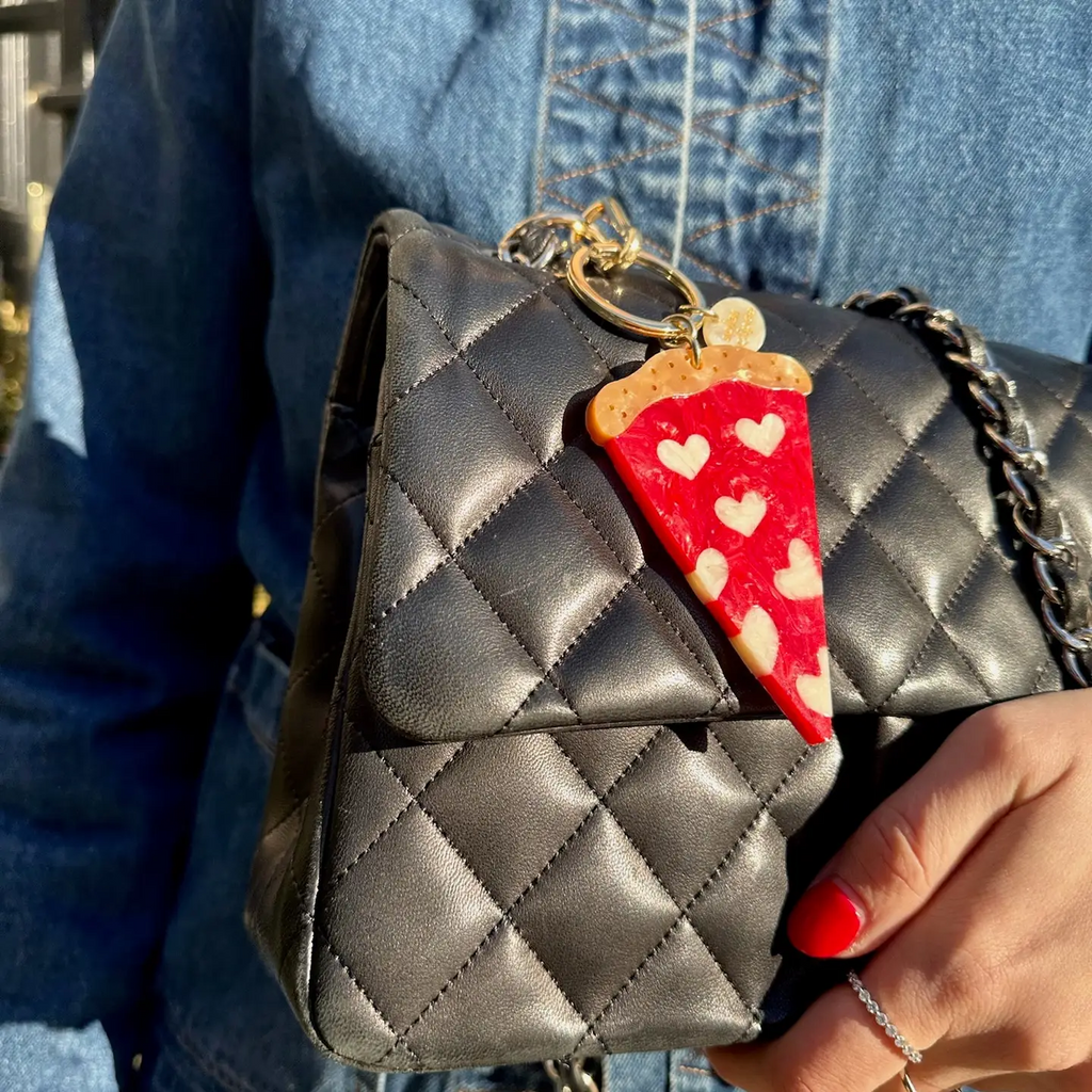 Hand Painted Pizza Bag Charm & Keychain