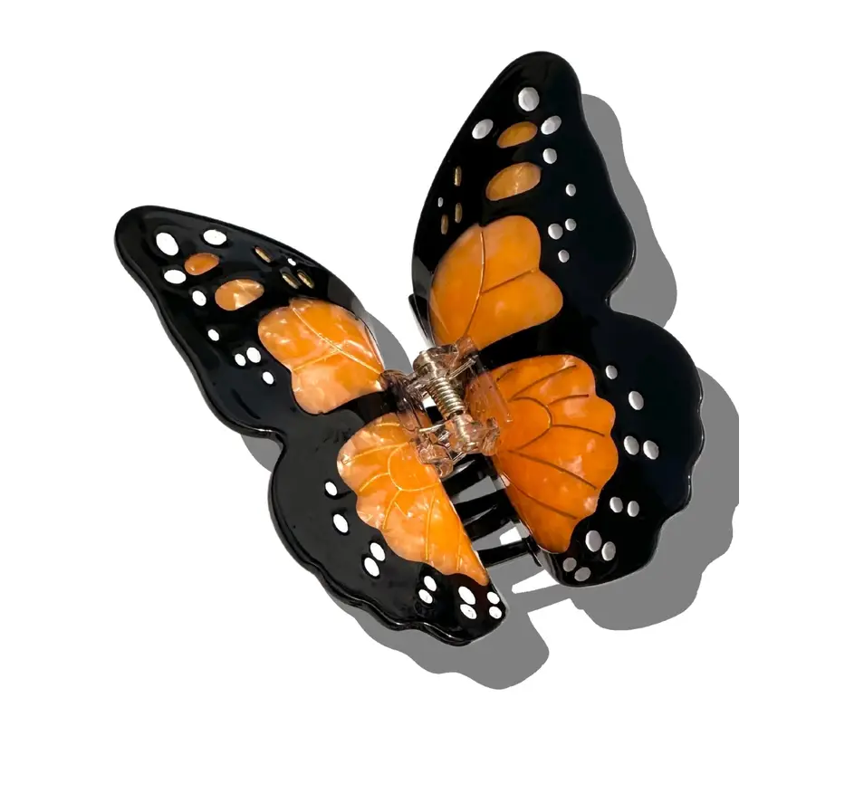 Hand Painted Monarch Butterfly Claw Hair Clip