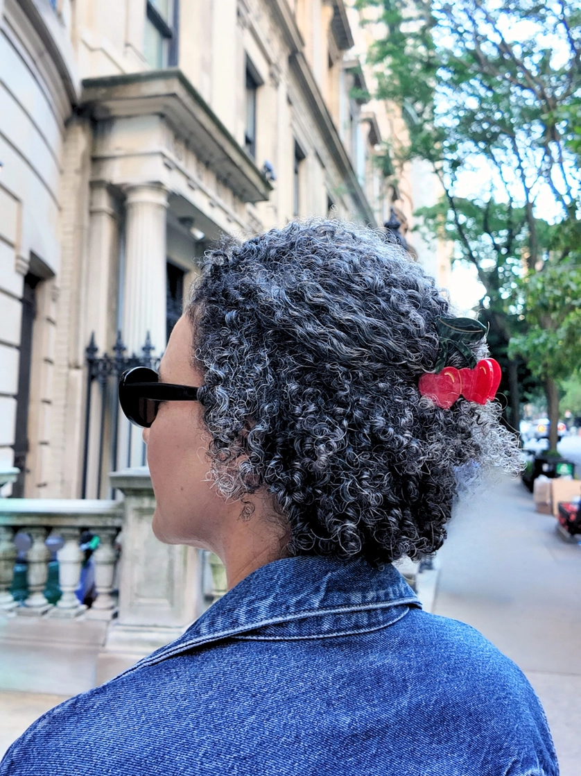 Hand Painted Cherry Heart Claw Clip