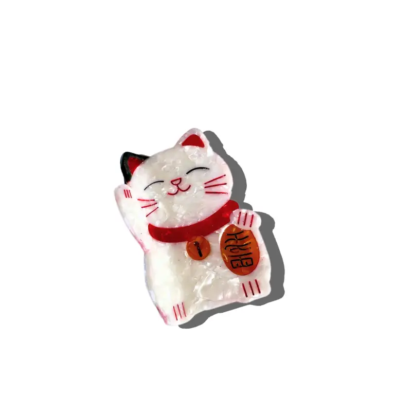 Hand Painted Lucky Cat Claw Hair Clip