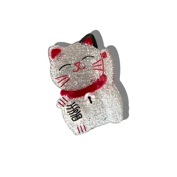 Hand Painted Lucky Cat Claw Hair Clip