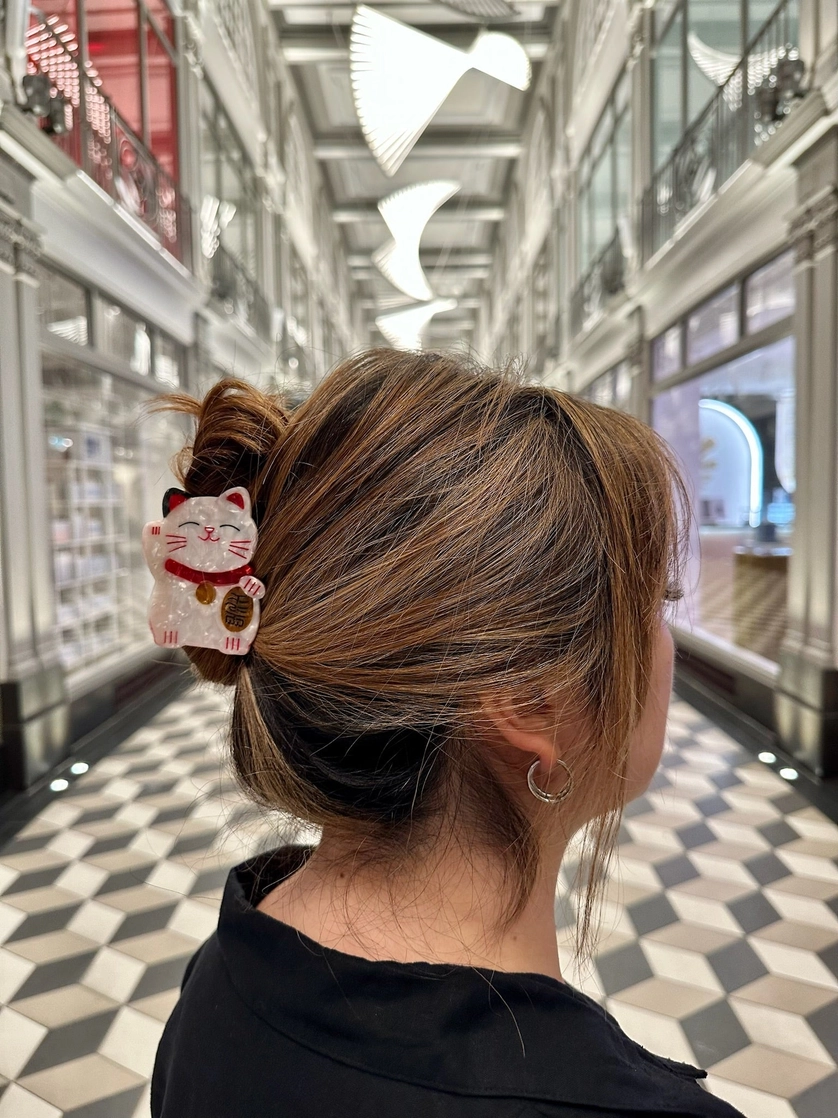 Hand Painted Lucky Cat Claw Hair Clip