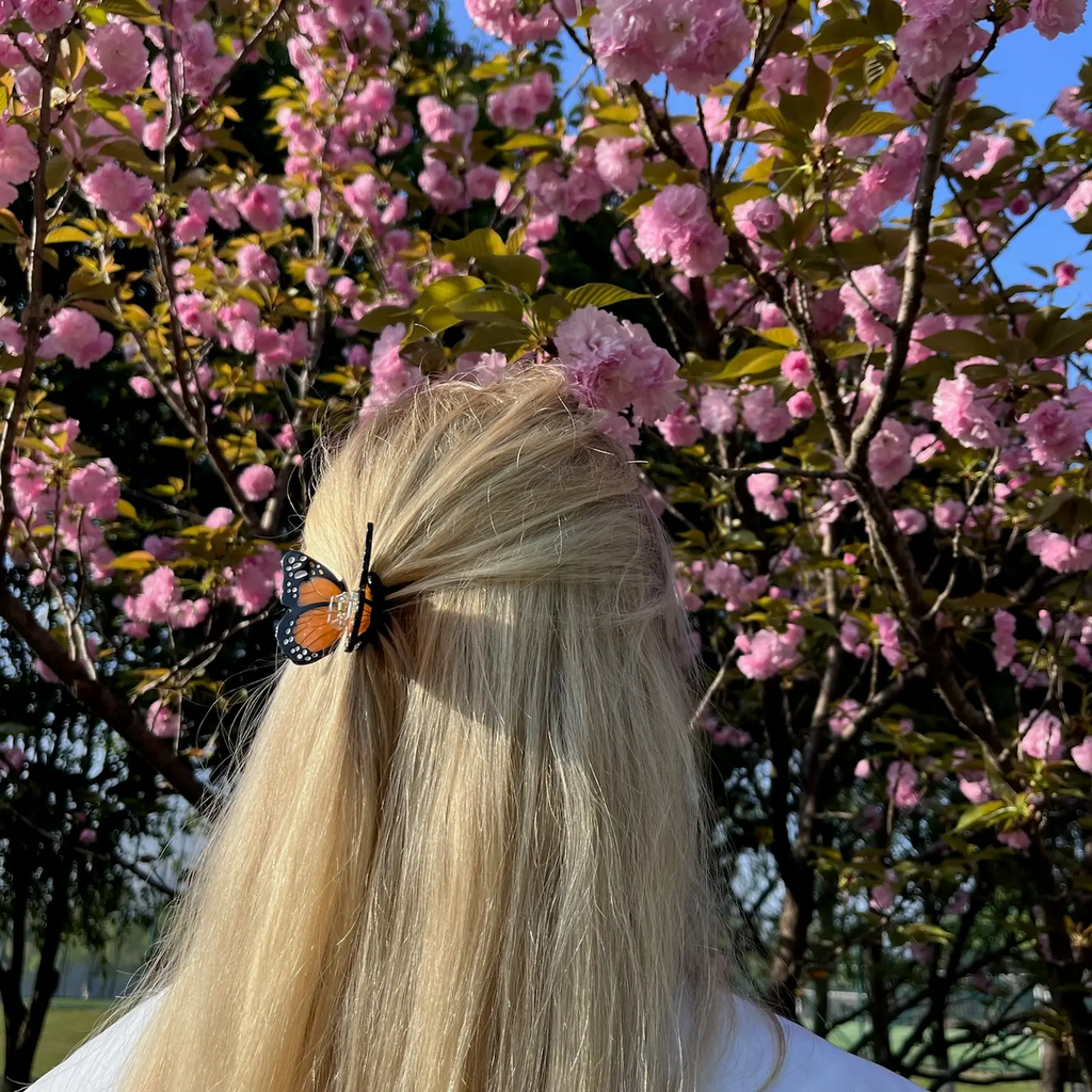 Hand Painted Mini Monarch Claw Hair Clip