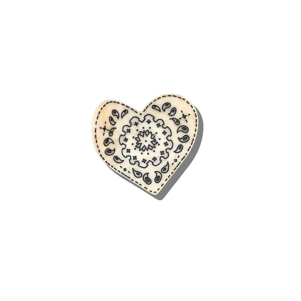 Hand Painted Paisley Heart Claw Hair Clip