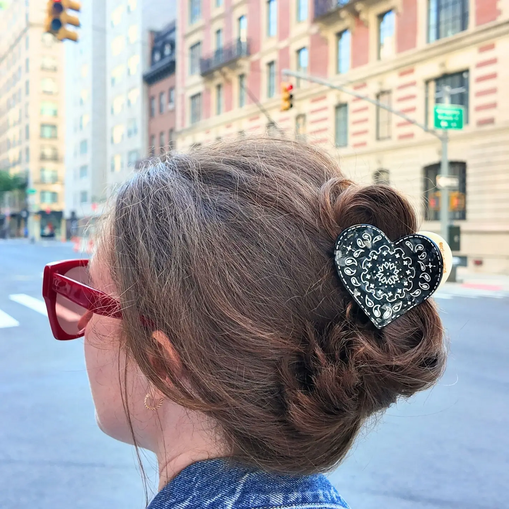 Hand Painted Paisley Heart Claw Hair Clip