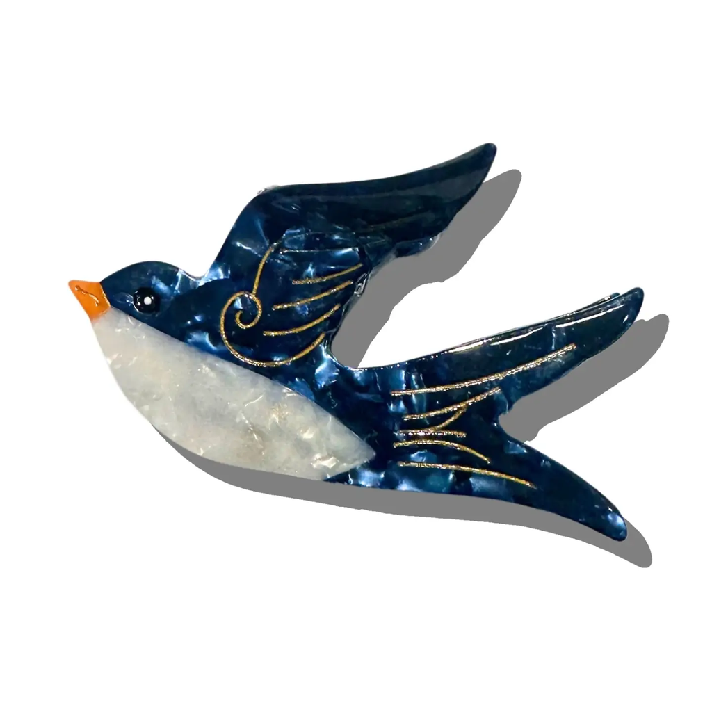 Hand Painted Swallow Bird Claw Clip