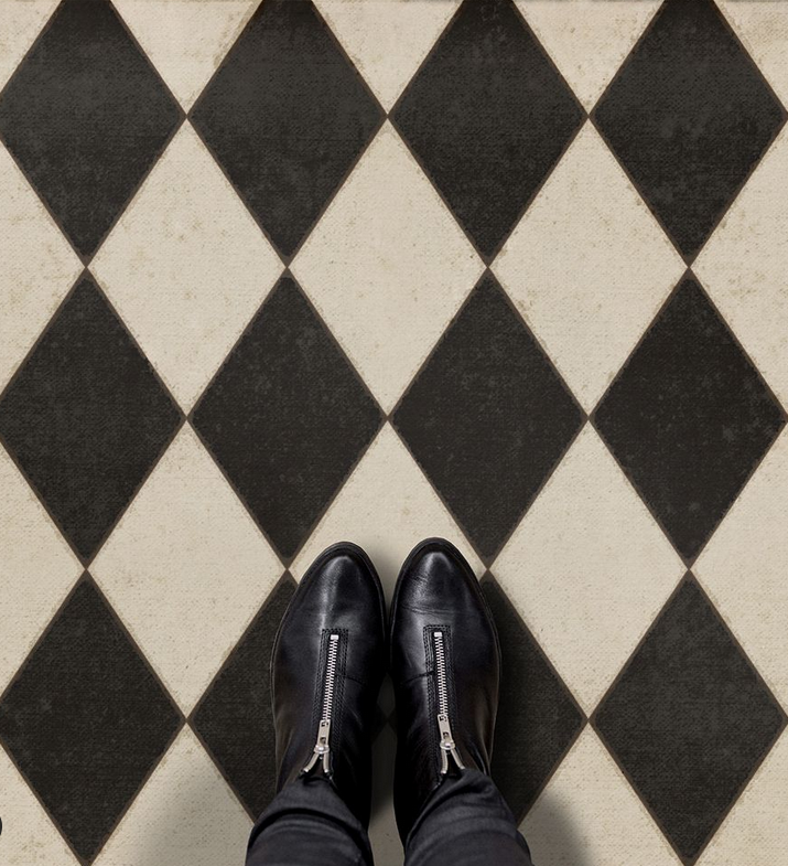 Vintage Vinyl Floor Mat / 24" x 36" / Click for Styles