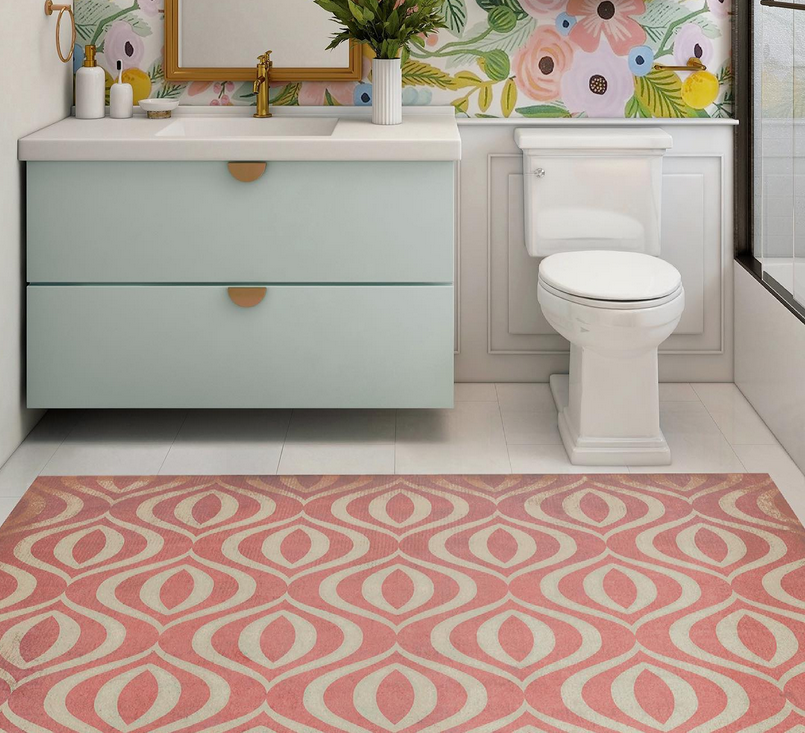 Pattern 21 Painting the Roses Red Vintage Vinyl Floor Mat / 52" x 76"