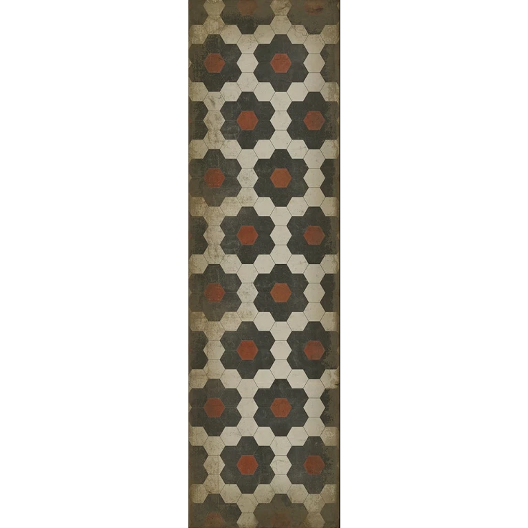 Pattern 02 Organic Synthesis Vintage Vinyl Floor Mat / 36" x 126"