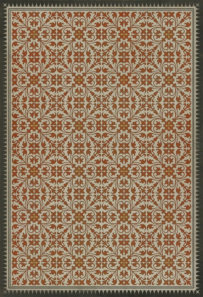 Pattern 21 Painting the Roses Red Vintage Vinyl Floor Mat / 52" x 76"