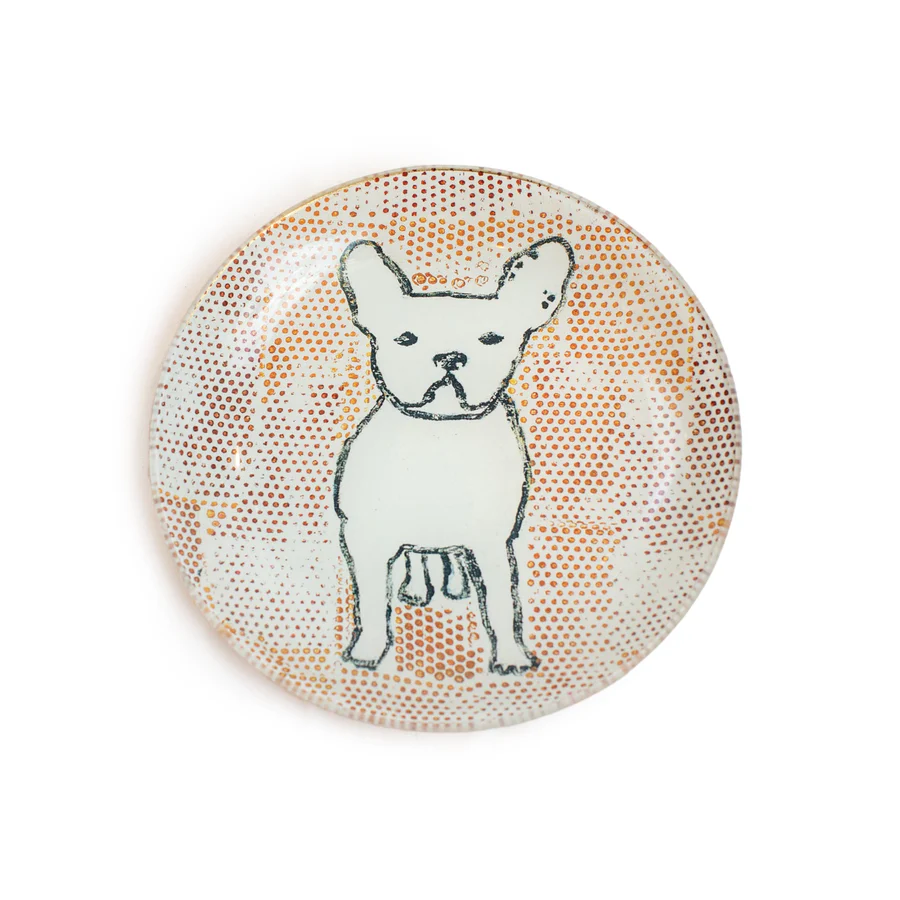 Frenchie Small Round Decoupage Plate