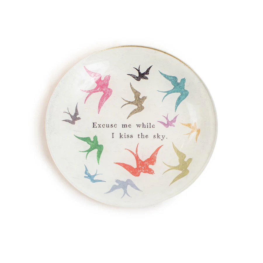 Excuse Me While I Kiss The Sky Small Round Decoupage Plate