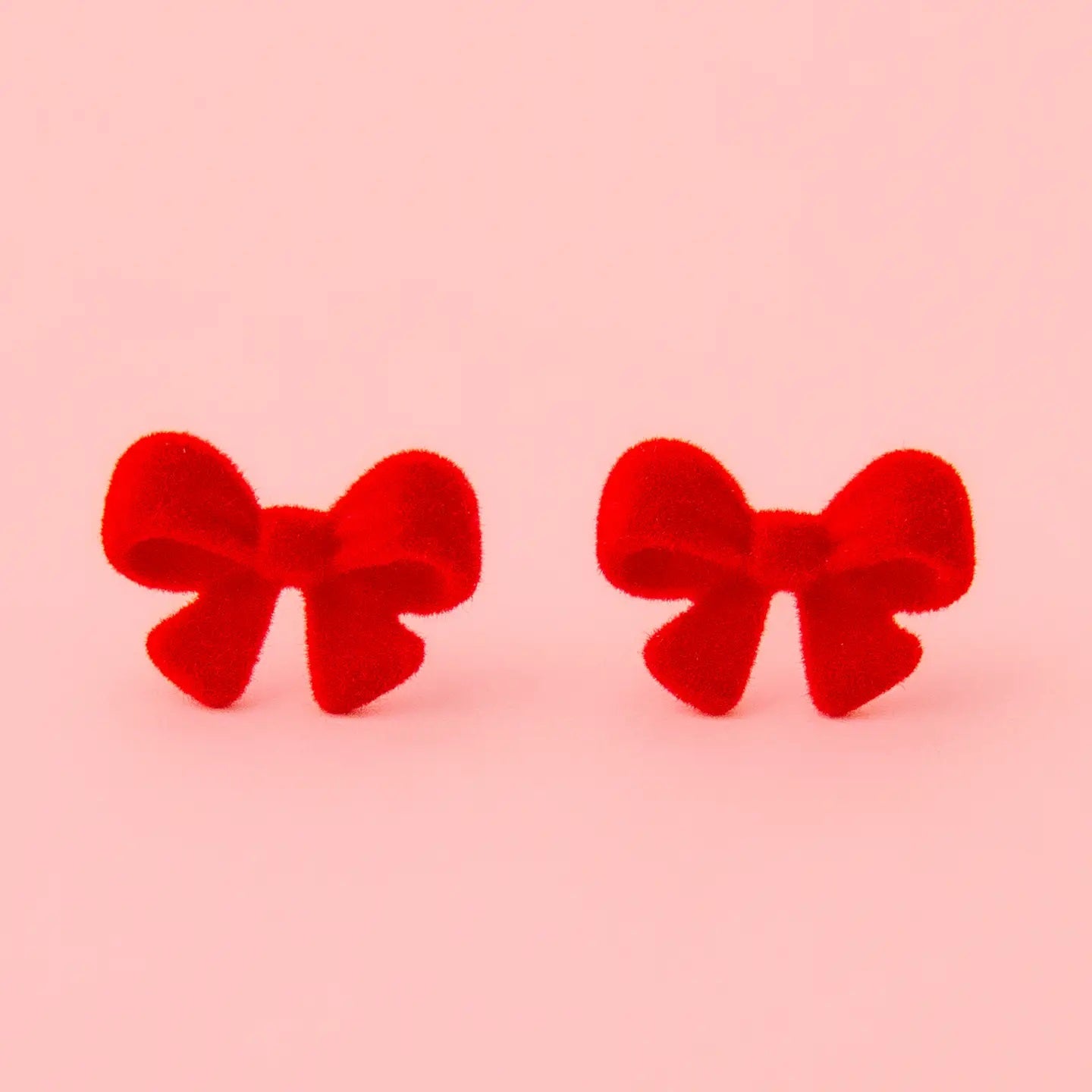 Flocked Red Bow Earrings