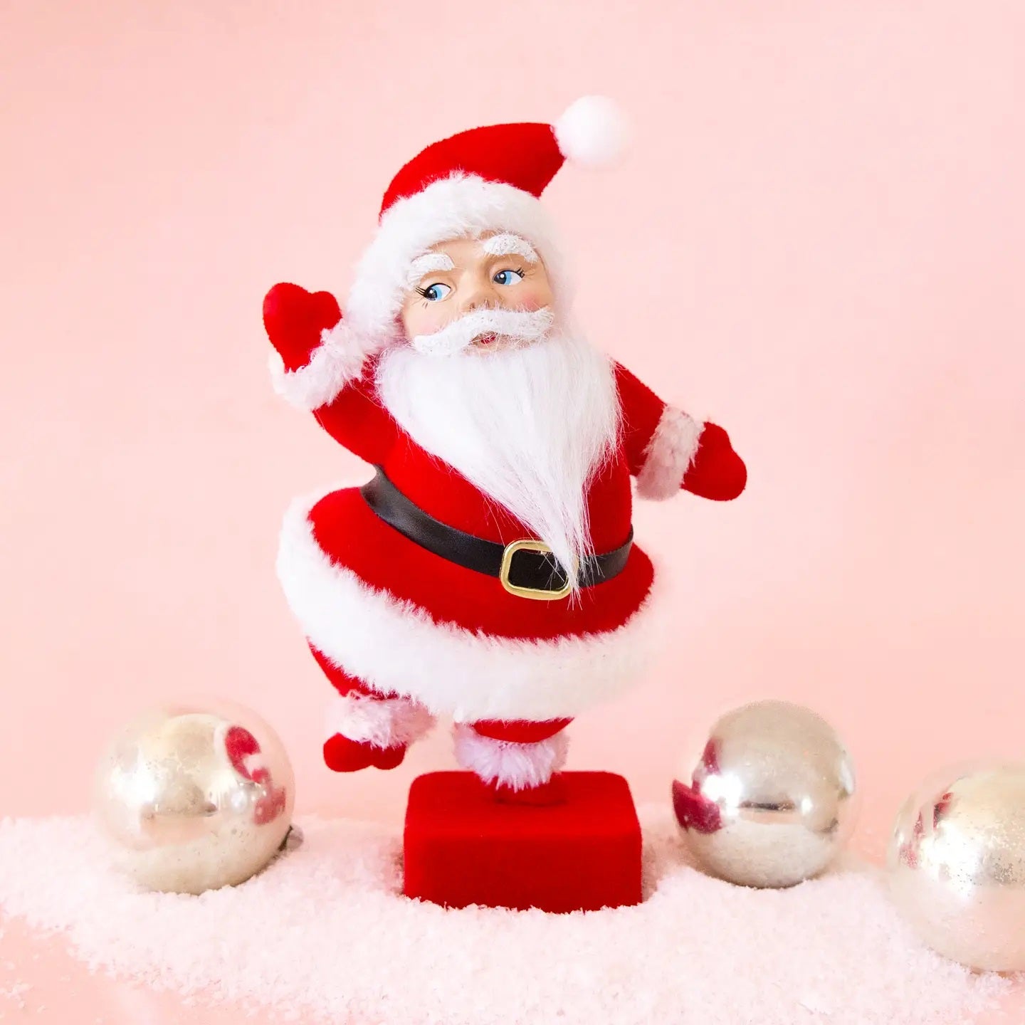 The Dancing Flocked Santa in Red