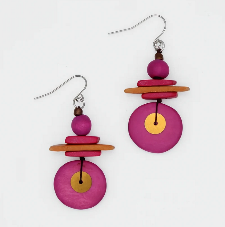 Sylca's Assuta Drop Earrings Fuchsia