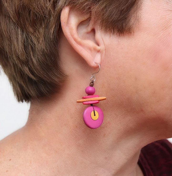 Sylca's Assuta Drop Earrings Fuchsia