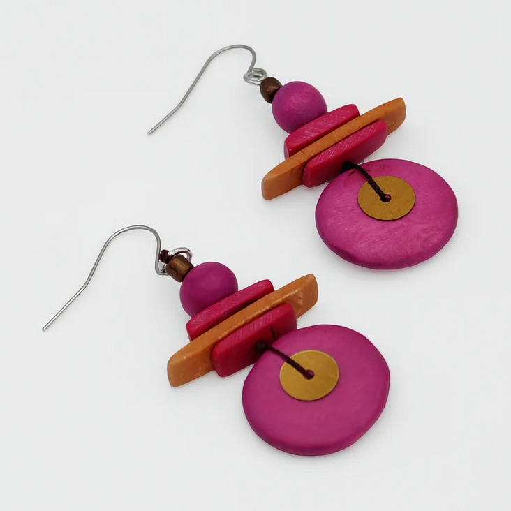 Sylca's Assuta Drop Earrings Fuchsia