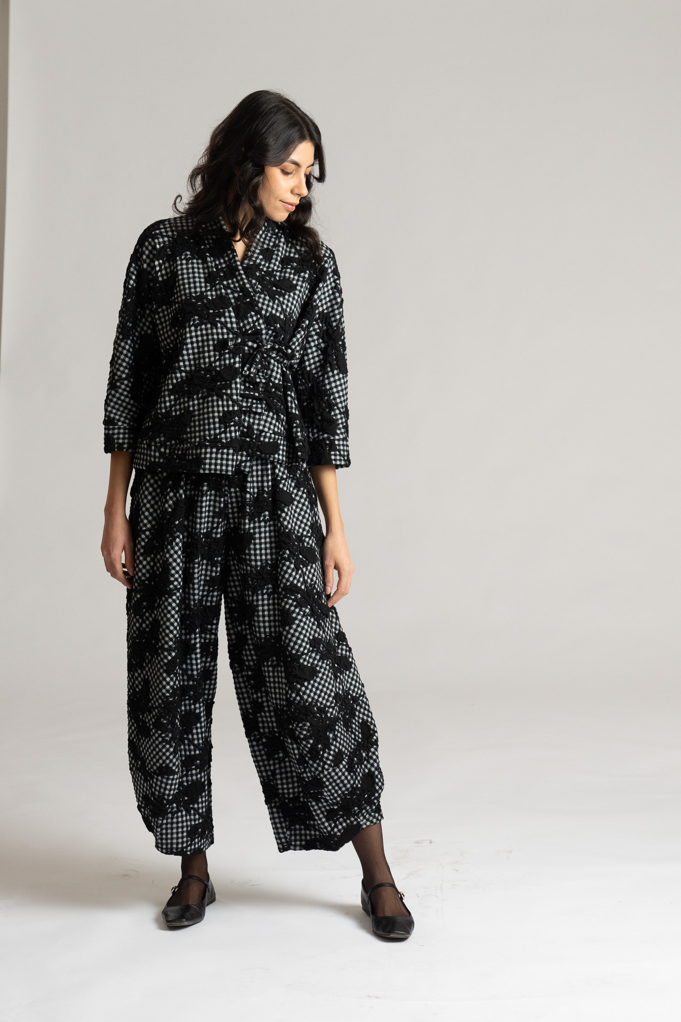 Thanny Floral Vichy Jacquard Trousers