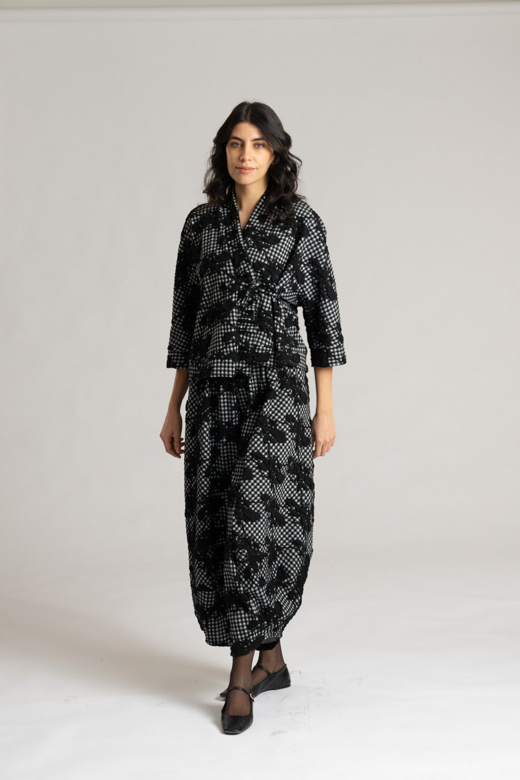 Thanny Floral Vichy Jacquard Trousers