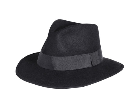 Toucan Hats Felt Pinch Fedora Black