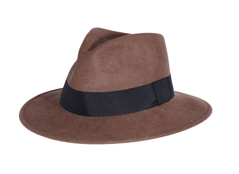 Toucan Hats Felt Pinch Fedora Brown