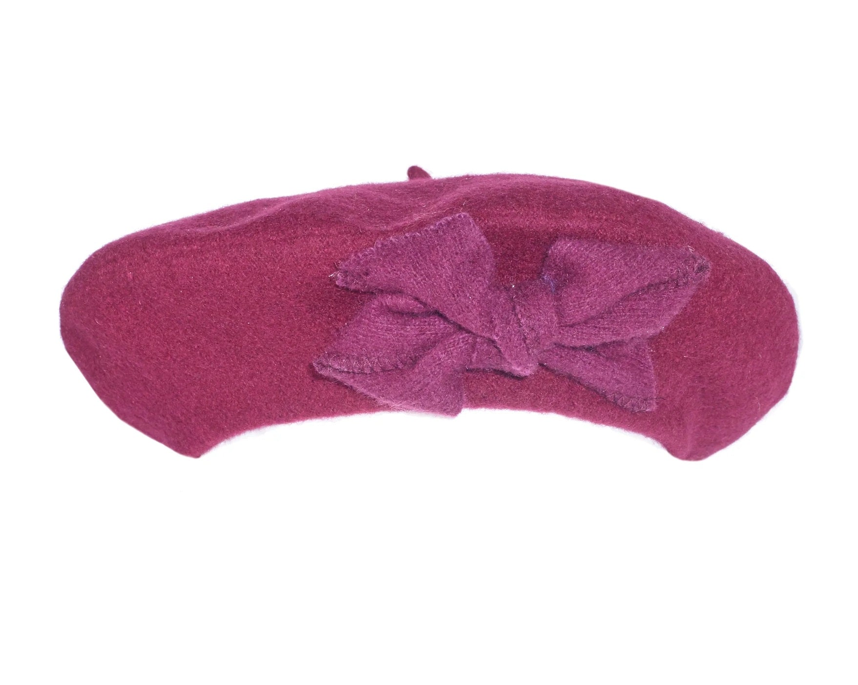  Wool Bow Beret from Toucan Hats Burgundy