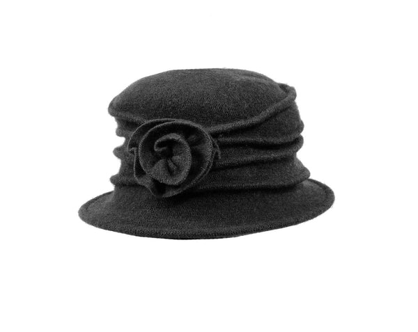  Wool Rose Cloche from Toucan Hats Black