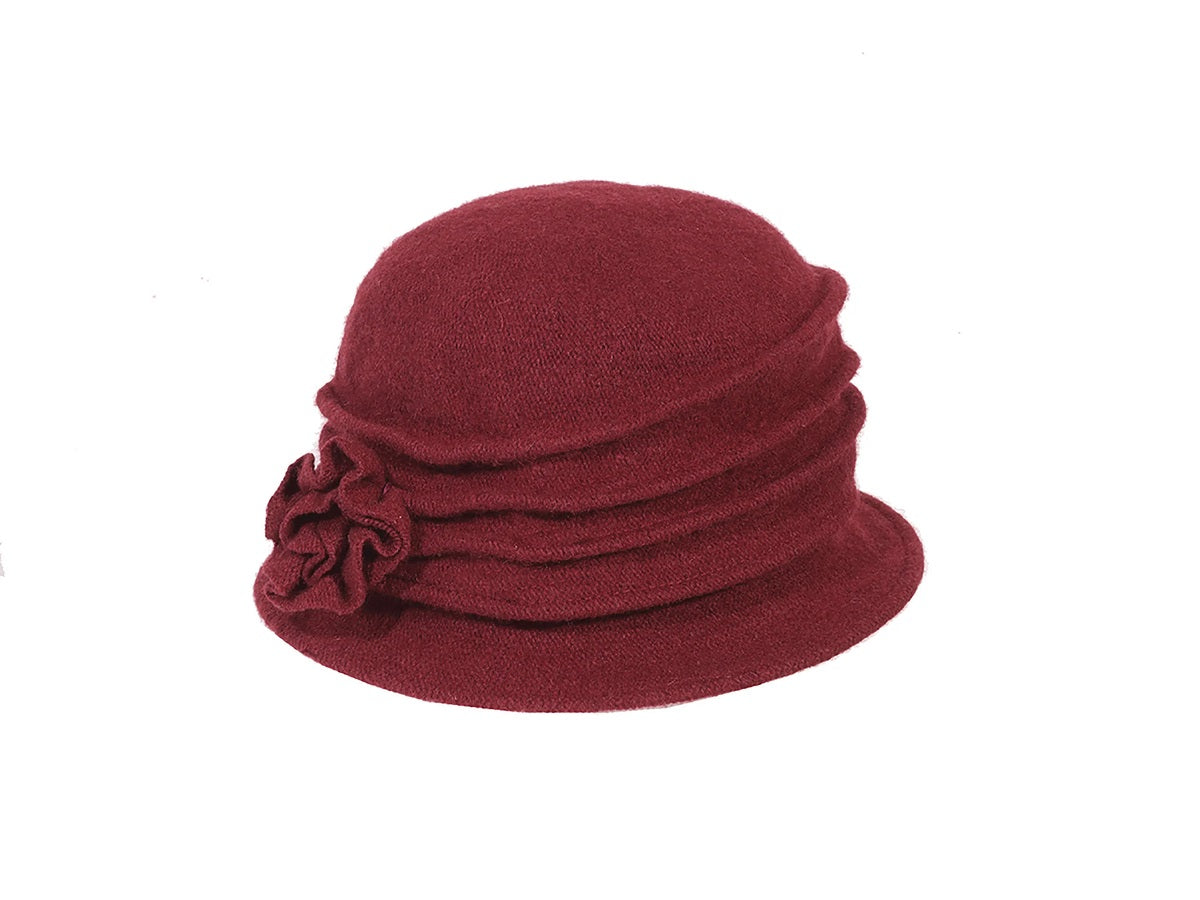  Wool Rose Cloche from Toucan Hats Burgundy